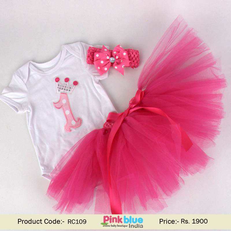 Baby Girl 1st Birthday Princess Crown Romper Dress Party Bubble Tutu Skirt