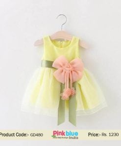 Baby Girls Party Big Bowknot Voile Shining Flower Girl Dress 2017