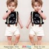 Baby Boys Suspender Shorts with Black T-Shirt 2 Piece Set