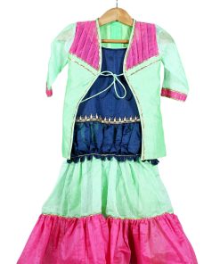 Party wear Lehenga choli kid 2 Piece Pink and Green Dress