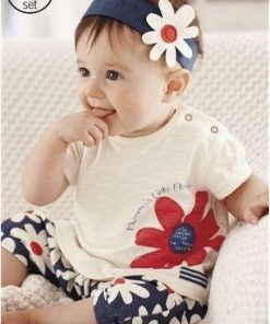 Buy Online 3-Piece Baby Girl Clothing Set in White and Blue