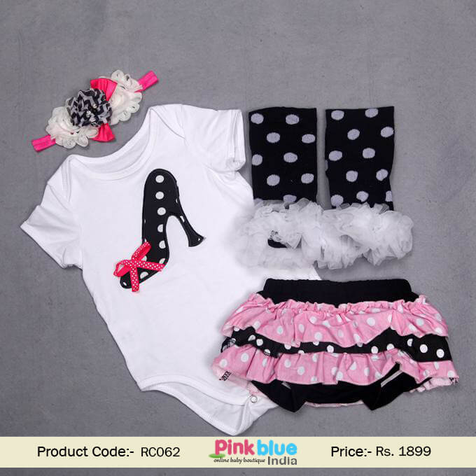 4 Piece Baby Girl Romper Clothing Set