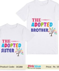 Adopted Brother and Sister Kids Custom Printed T-shirt