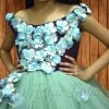 Girls Gown - Green and Purple Ankle length off-Shoulder Gown