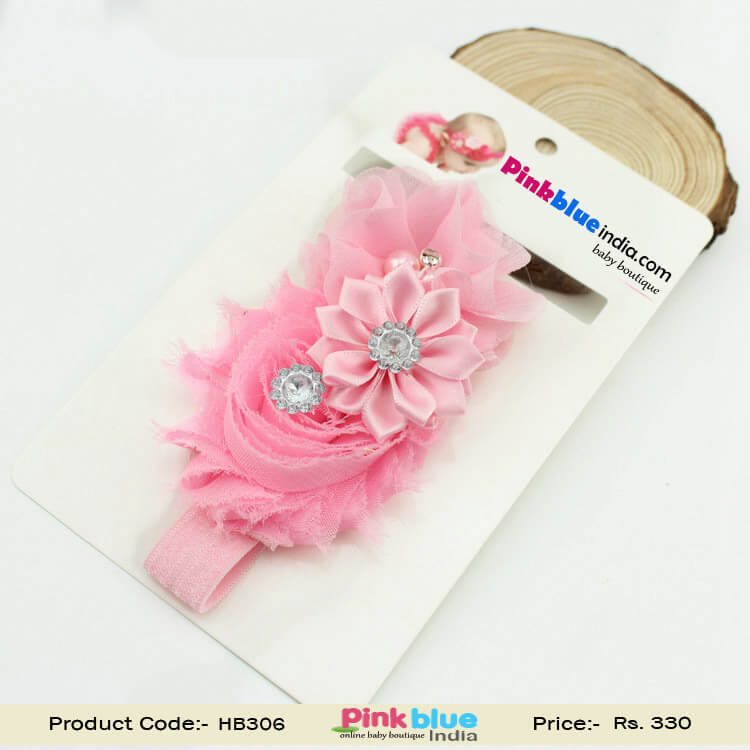 Attractive Floral Hair Band for Toddlers in India with Baby Pink Flowers