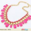 Attractive Pink Beads Necklace Set for Women with Golden Motif Arrangement