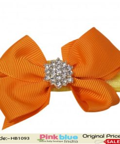 Attractive Yellow Hair Band for Toddlers in India with Orange Bow