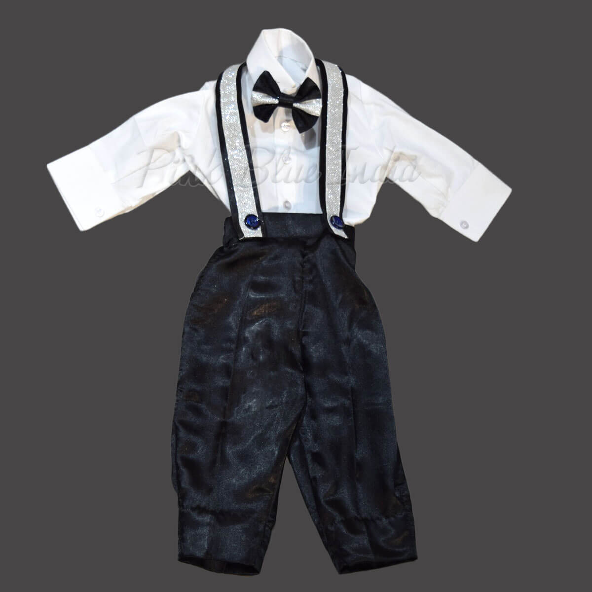 baby boy black and white suspenders outfit