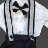 Baby Boy Black and White Suspenders, Shirt and Bow tie