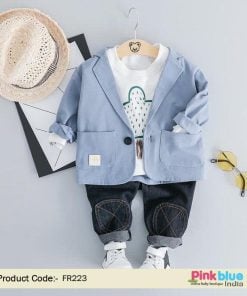 3 Piece Baby Boy Casual Outfit Set T Shirt, Jacket, Jeans - 1-2 Years Boy Dress