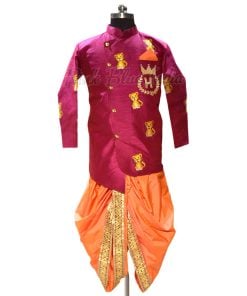 baby boy Dhoti Jacket Set Online - Kids Ethnic Wear