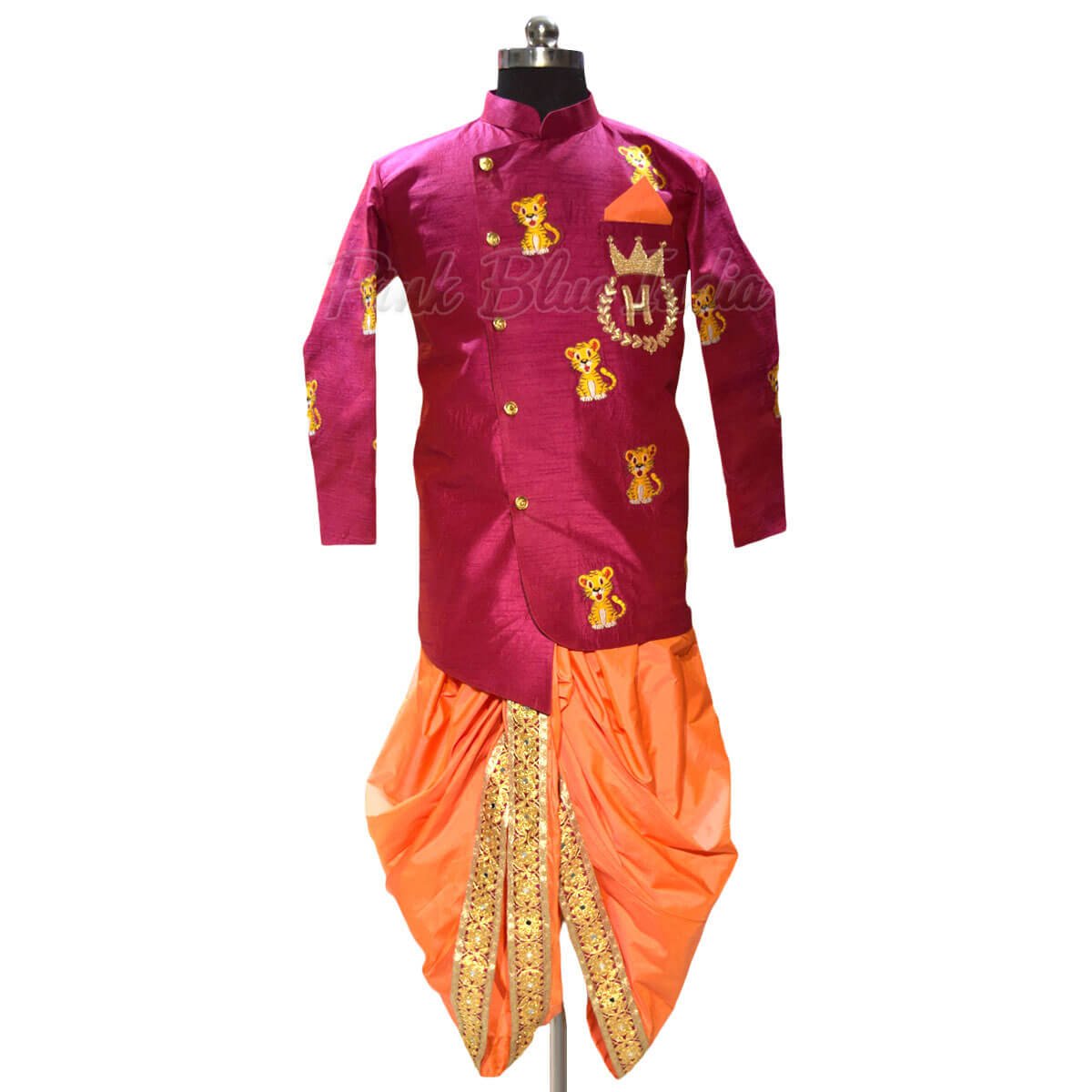 baby boy Dhoti Jacket Set Online - Kids Ethnic Wear