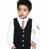 baby Boys Black Pinstripe Waistcoat Pant and White Shirt Outfit set