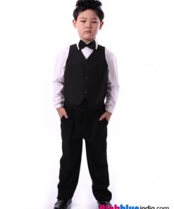 Baby Boy Formal Wedding Party Suit with Black Waistcoat and Shirt