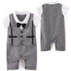 Baby Boy Formal Party Wedding Waistcoat Bow Tie outfit, 1PC Romper Suit