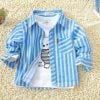 Buy Baby Boy Cotton Long Sleeve Blue Shirts in India