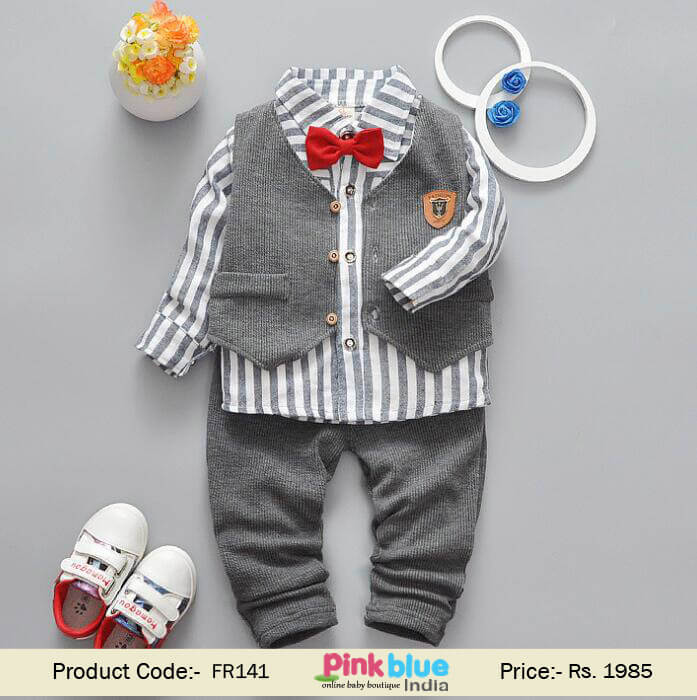 Grey Waistcoats baby boy occasion wear Suit – Kids Formal Wear Online