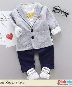 Baby Boy Party Grey Blazer - Kids Party wear Outfit