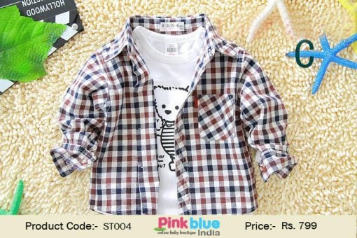 Baby Toddler Boy Button Down Plaid Dress Casual Shirts