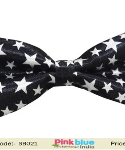 Baby Boys Black Bow Tie with White Stars for Kids