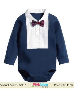 boys Clothing, child baby Bow Tie romper, one piece toddler Wedding tuxedo babies