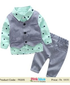 Ready Made Baby Boy Formal 3Pcs Outfits Set, Waistcoat Suit Shirt Pants