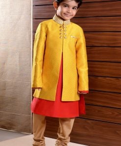 Baby Boy Sherwani Suits with Jacket and Churidar Kurta Pajam