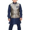 Kids Indian Ethnic Kurta Pyjama in Navy Blue with Waistcoat
