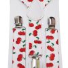 Baby Boys Suspenders in White with Cherry Print