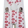 Baby Boys White Suspenders with Red Lips Print