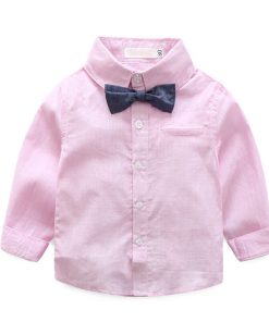 Infant Boy Wedding Outfit - Gray Suspender Shorts with Bow Tie Pink Shirt