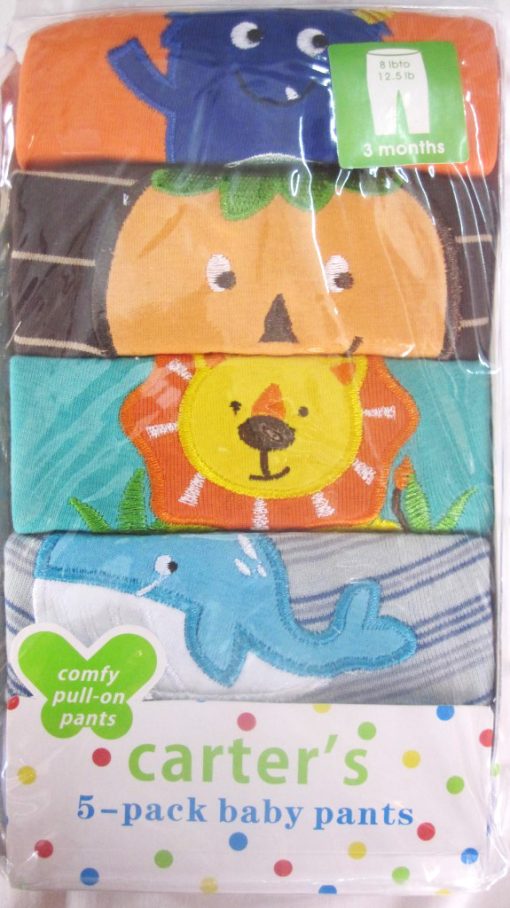 5 Comfy Pull on Cotton Pants Baby Clothing Gift Set for Infants of 3 Months