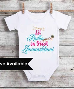 Newborn Baby first Janmashtami printed Custom Romper