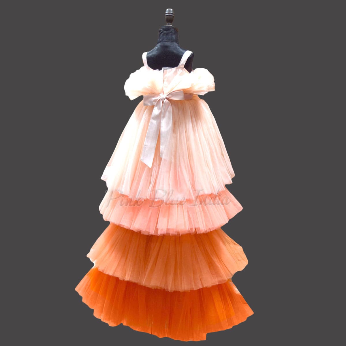 Baby Girl Bouquet Dress Gown, Birthday Party Peach Dress