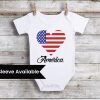 Baby Girl Boy American Flag Onesie - First 4th of July, Independence Day USA Romper