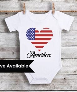 Baby Girl Boy American Flag Onesie - First 4th of July, Independence Day USA Romper