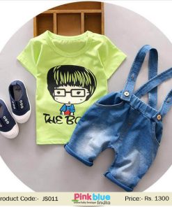Buy Kids Baby Girl Denim Dungarees Jumpsuit Green Top Online