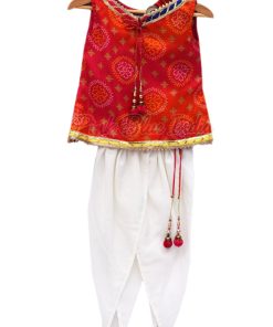 Baby Girl dhoti pant with Jaipuri Bandhej Top, Designer Girls Ethnic Wear