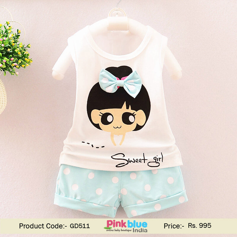 Baby Girl Designer Hello kitty Top and Shorts Clothing Set Online India