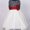 : Red Bow Baby Girl Lace and Taffeta Knee Length Party Dress