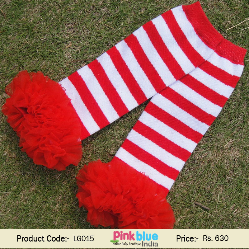 red white baby leg warmers