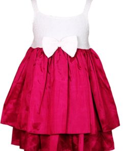 Baby Girl Partywear Bow Dress Outfit Maroon and White –Kids Wear