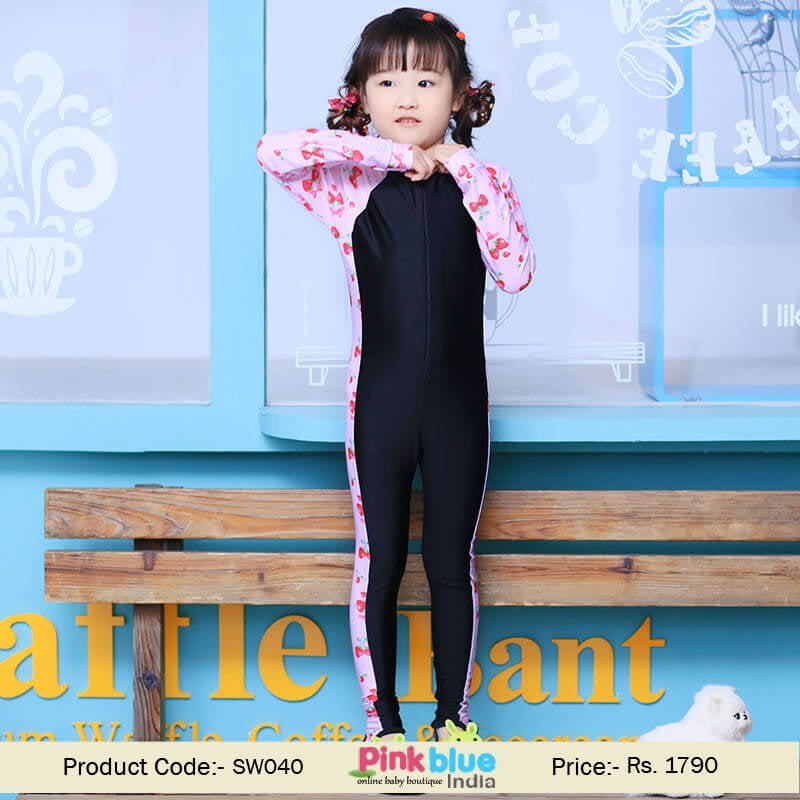 Kids Full Body Swimwear One-Piece Long Sleeve Baby Girl Swimsuit Beachwear