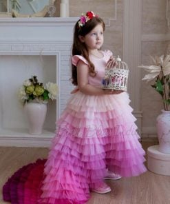 Pink Ombre Baby Gown, Birthday Girl Tail Dress Online