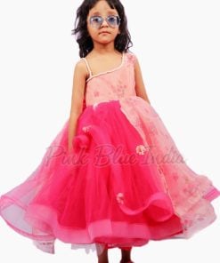 Baby Girl Pink Organza Gown – Kids Designer Gown Online