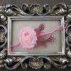 Baby Pink Infant Headband with Flower and Feathers