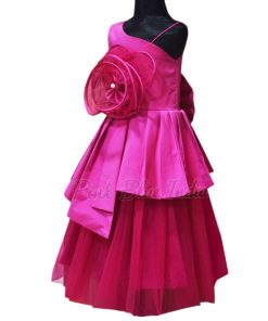 Pink Baby Girls Pleated Dress, Kids Party Dress