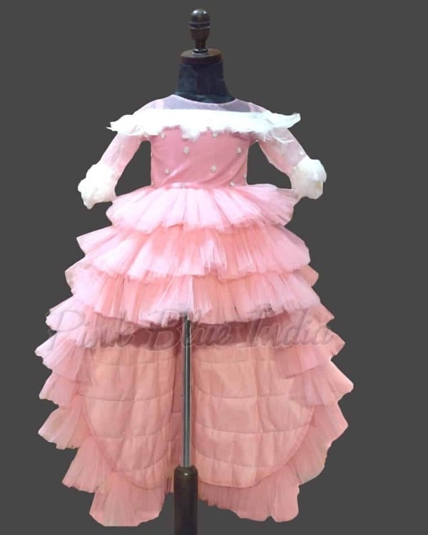 Baby girl princess layered gown birthday party elegant outfit