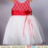 Princess Red White Floral Wedding Party Formal Dress - Baby Girl Frock