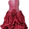 Shop Online Rose Flower Wedding Birthday Ruffle Dress Maroon Baby Girl
